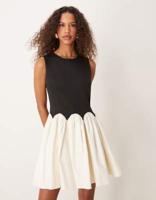 Never Fully Dressed Contrast Drop Hem Mini Dress In Monochrome - Asos Mini Dress New In 1st November 2024