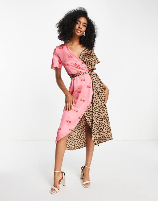 Leopard print wrap dress clearance midi