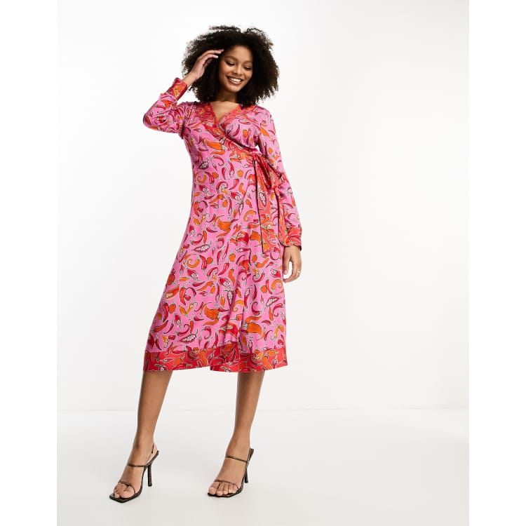 Whistles art floral wrap dress store