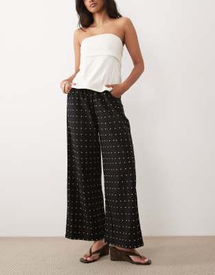 Never Fully Dressed Cotton Hotfix Wide Leg Pants In Black
