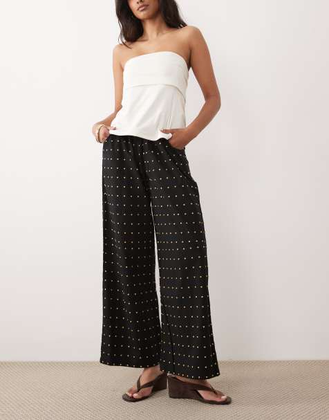 Never Fully Dressed cotton hotfix wide leg pants in black - view 1