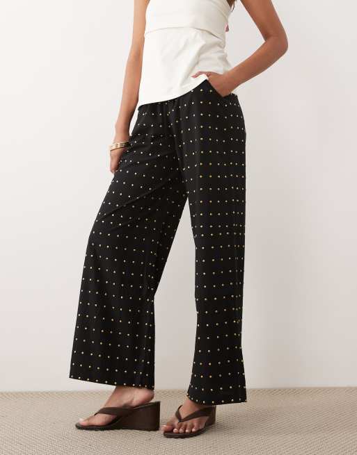 Never Fully Dressed cotton hotfix wide leg pants in black, 2 of 5