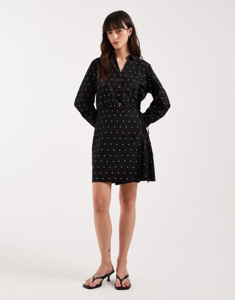 never fully dressed heart print wrap mini dress in black Never Fully Dressed Heart Print Wrap Mini Dress in Black