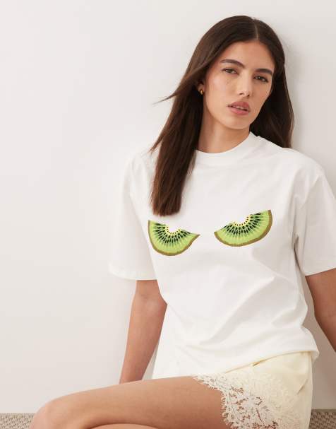 Never Fully Dressed cotton kiwi t-shirt in white - view 1