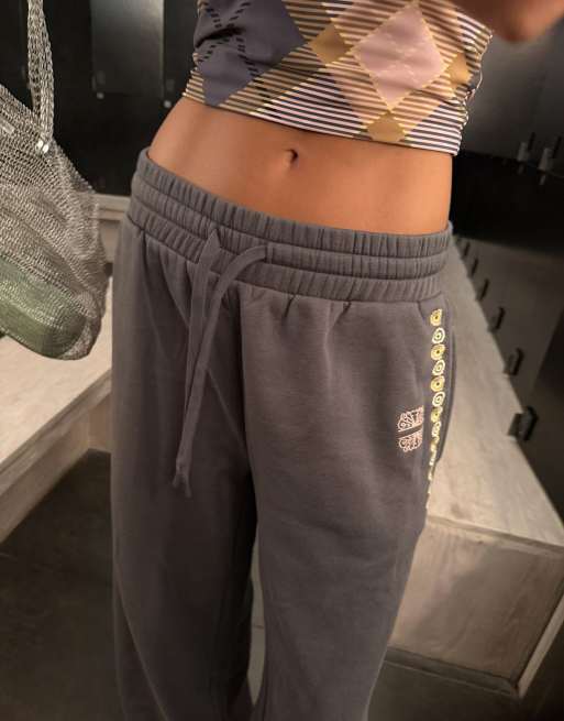 Never Fully Dressed cotton rich elasticated waist embroidered detail jogger bottom co-ord in charcoal, 2 of 3