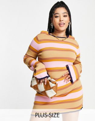 Never Fully Dressed Curve Ava knitted mini dress in multi