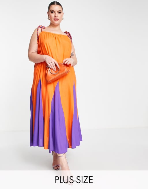 Never Fully Dressed Curve - Betty - Orange og lilla maxikjole