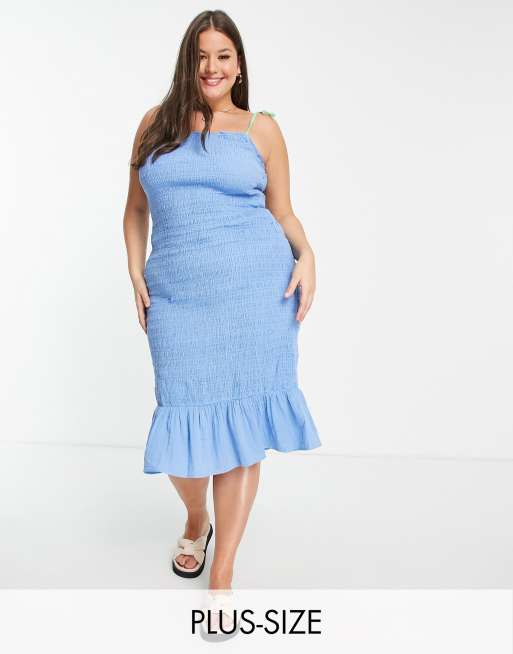 Women's Plus Size Denim Tie Maxi Dress