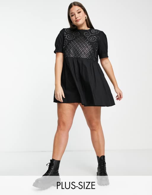 Never Fully Dressed Curve – Czarna sukienka tunika z lustrzanymi zdobieniami
