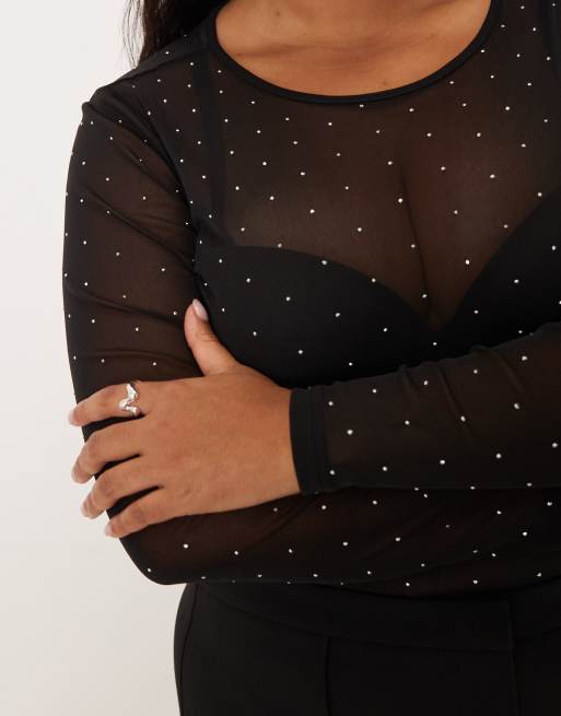 Never Fully Dressed Curve hotfix embellished long sleeve