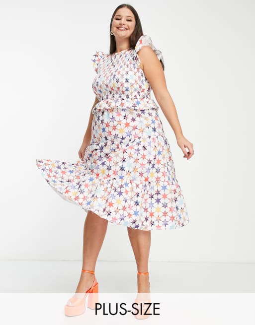 Never Fully Dressed Curve - Maxi-jurk met sterren in multi