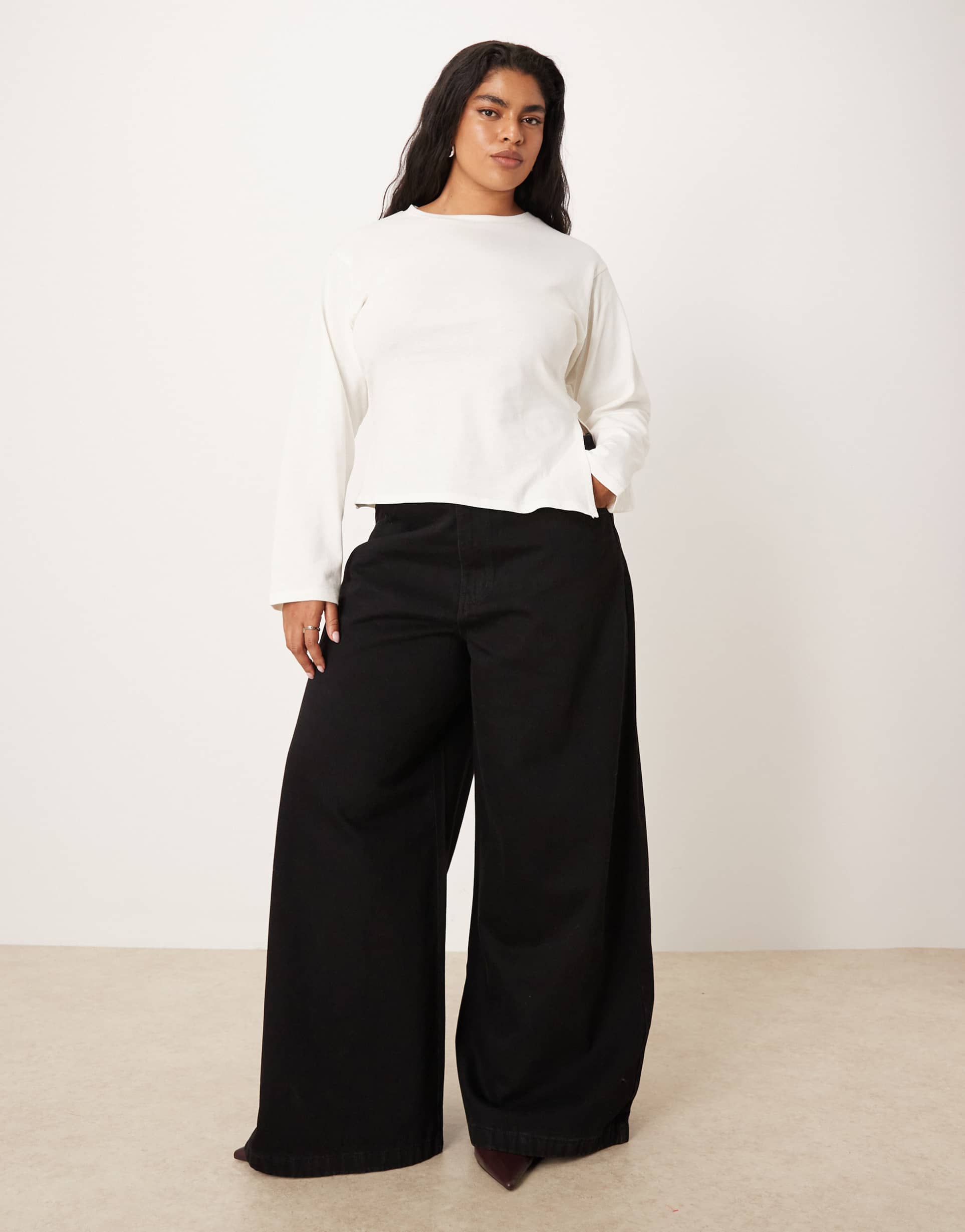 never fully dressed curve palazzo wide leg jeans in black
