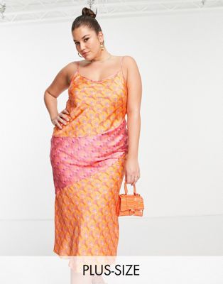 Never Fully Dressed Curve splice printed cocktail maxi dress