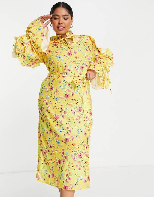 asos curve yellow dress