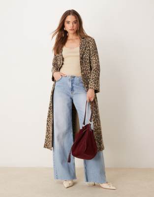 Never Fully Dressed Never Fully Dressed denim longline jacket in leopard print-Multi