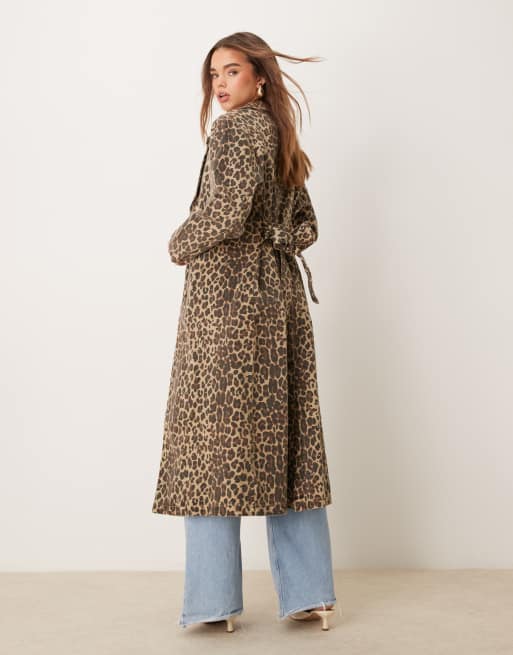 Leopard print longline jacket best sale
