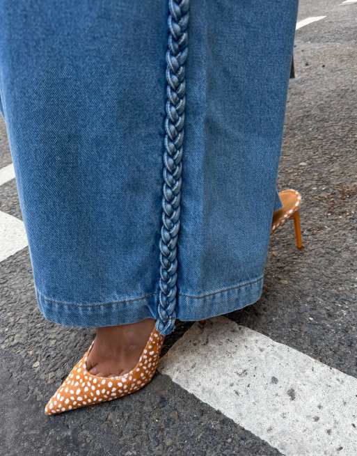 Never Fully Dressed denim plaited detail jeans in washed blue, 3 of 3
