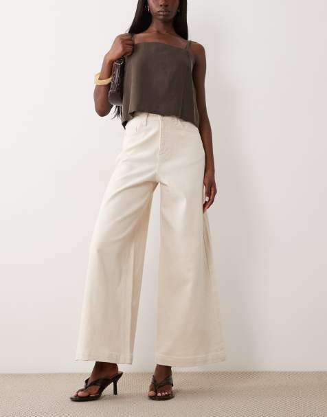 Never Fully Dressed denim wide leg jeans in ecru - view 1