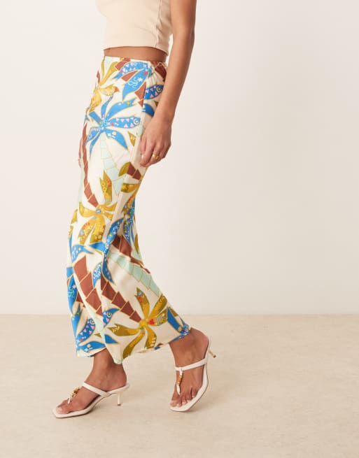 Never Fully Dressed Dorris maxi skirt in blue palm print - part of