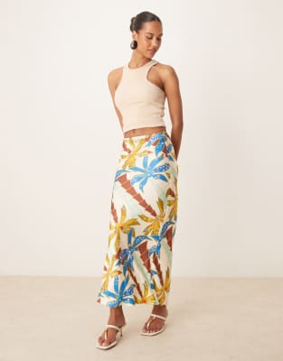 Never Fully Dressed - Dorris - Maxirock mit blauem Palmenmuster, Kombiteil