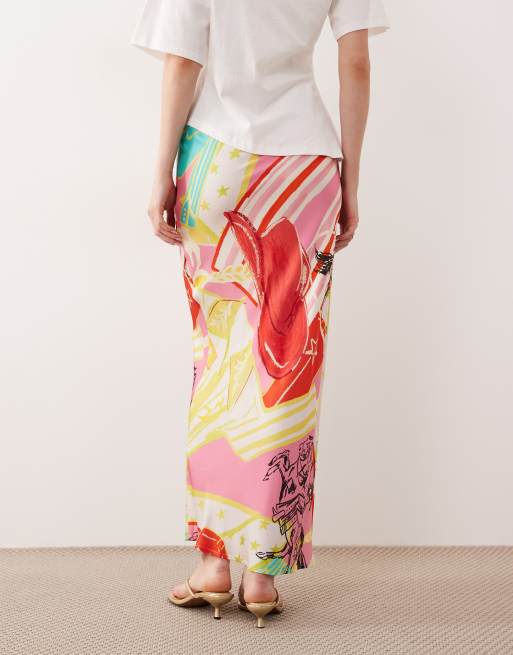 Never Fully Dressed dorris satin maxi skirt co-ord in mixed dallas print, 2 of 5