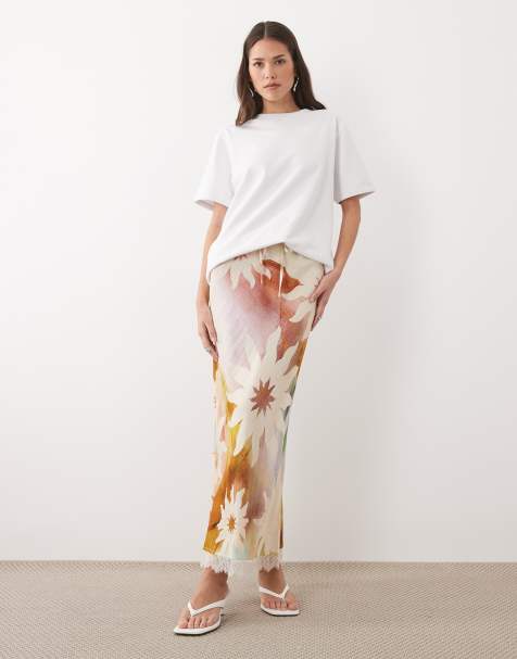 Never Fully Dressed Dorris satin maxi skirt co-ord in soleil print - view 1