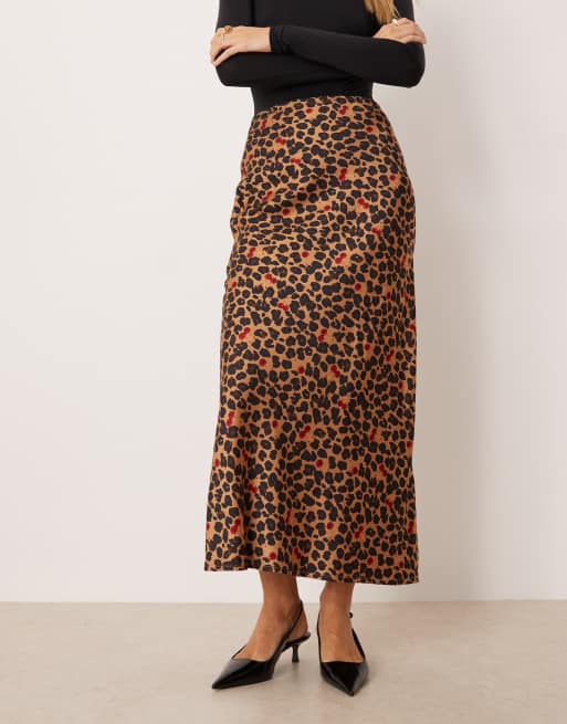 Never Fully Dressed dorris satin maxi skirt in cherry leopard print, 2 of 5