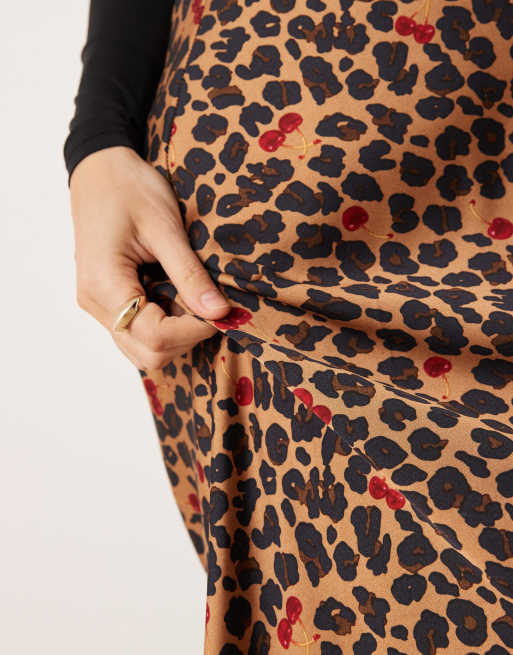 Never Fully Dressed dorris satin maxi skirt in cherry leopard print, 3 of 5