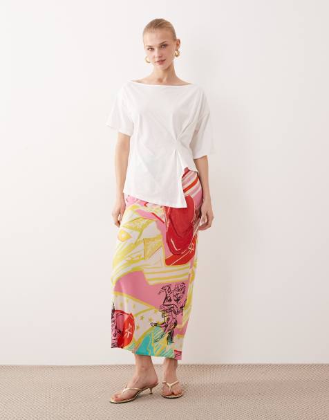 Never Fully Dressed Dorris satin maxi skirt in mixed Dallas print - part of a set - view 1