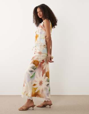 Never Fully Dressed Dorris satin maxi skirt in soleil print - part of a set multi 30390₽