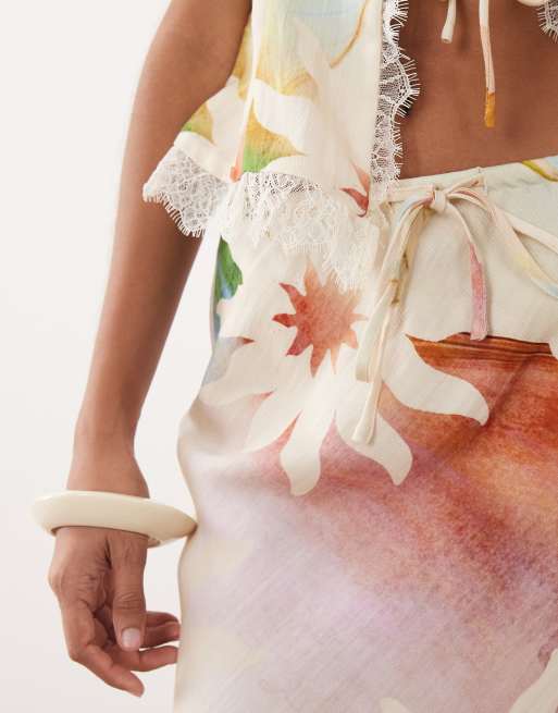Never Fully Dressed Dorris satin maxi skirt in soleil print - part of a set, 4 of 5
