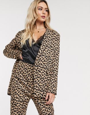 Never Fully Dressed double breasted blazer in leopard print | ASOS