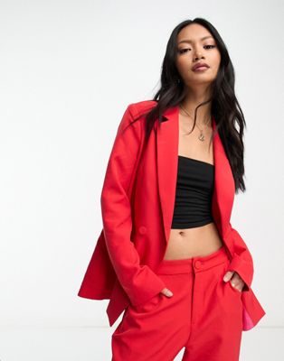 Never Fully Dressed dynasty slouchy blazer in bright red - ASOS Price Checker