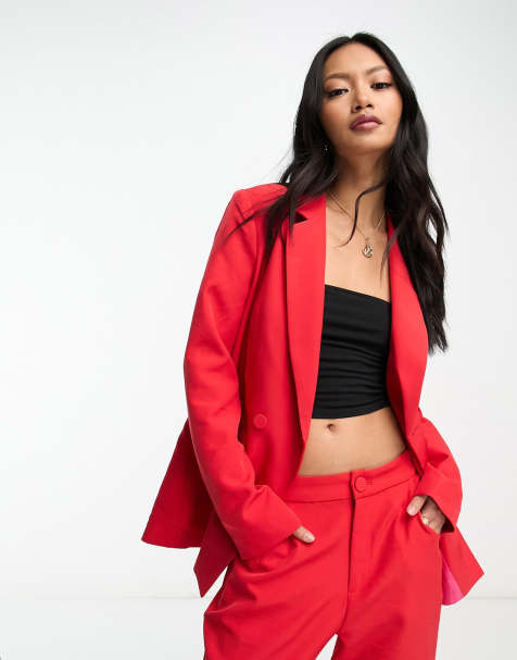 Zara red outlet blazer