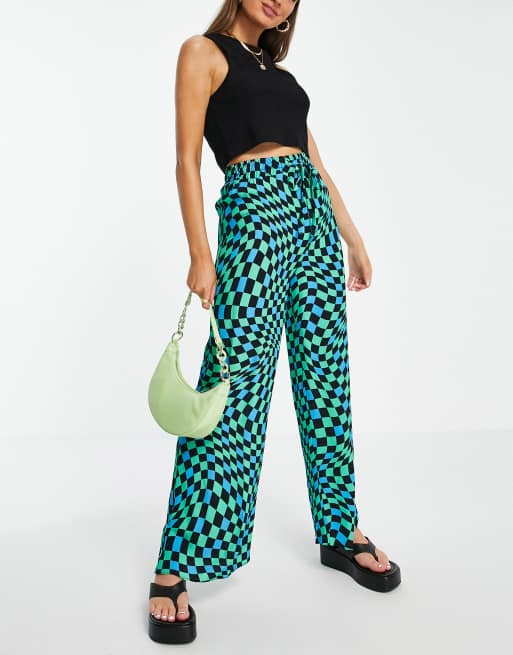 Never Fully Dressed - Elissa - Pantaloni multicolore a scacchi distorti in coordinato