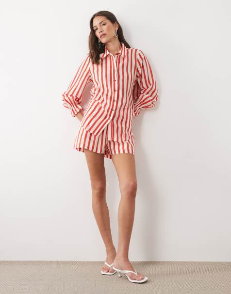 Never Fully Dressed Elissa short co-ord in red stripe - view 1