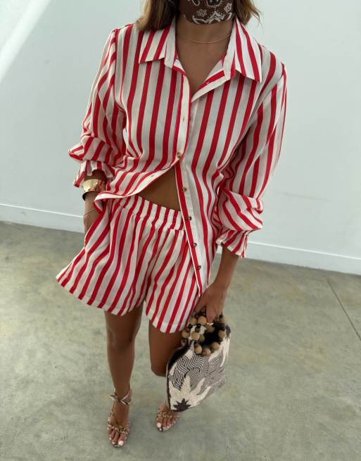 Never Fully Dressed – Elissa – Shorts in Rot gestreift, Kombiteil, 3 von 4