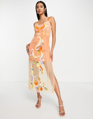 Never Fully Dressed Embellished Maxi Dress In Orange | ModeSens