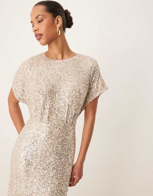 knee length dresses for ladies Elif Modest Embellished Sequin Maxi Dress main image 1