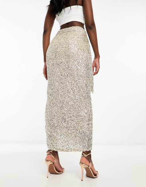 Silver Sequin Mini Jaspre Skirt