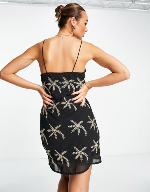 Black palm hotsell print dress