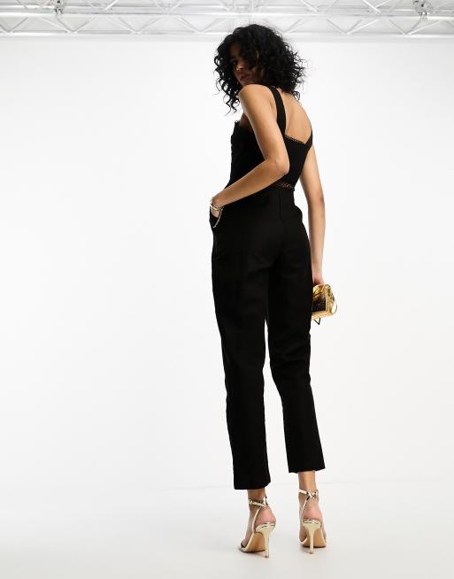 Black Embroidered Jumpsuit Petite – Never Fully Dressed