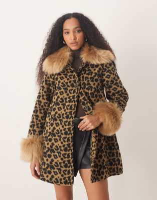 Never Fully Dressed Leopard-print Faux Fur Coat In Animal Print