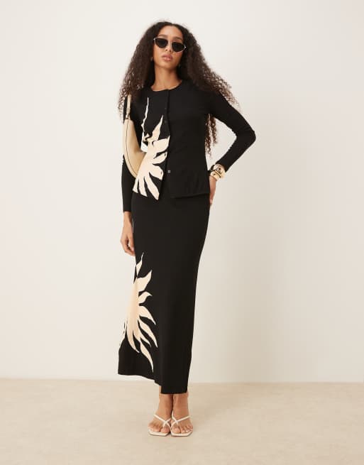 Never Fully Dressed fitted cardigan in black oversized floral - part of a  set | ASOS