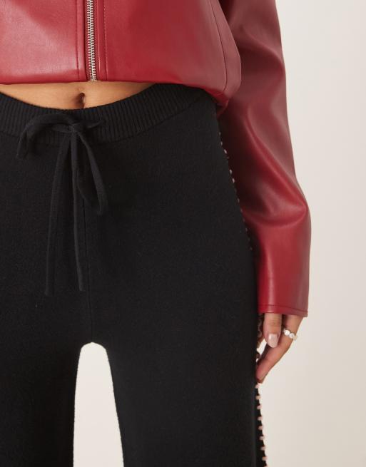 Never Fully Dressed flame heart knitted jogger in black, 5 of 5