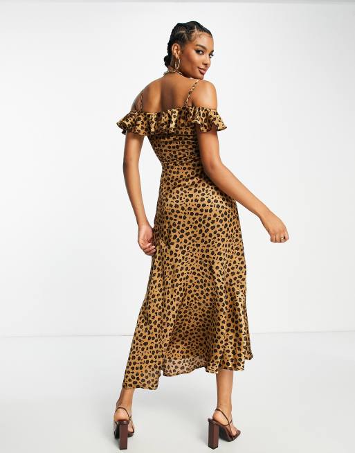 Strapless leopard hot sale print dress