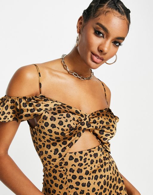 Never Fully Dressed contrast bralette co-ord in leopard spot