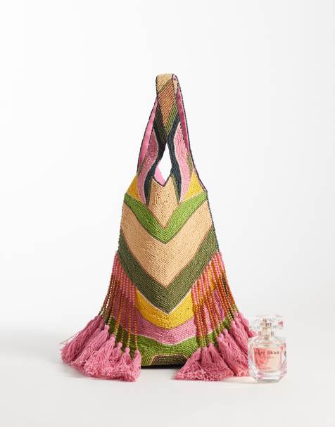 Never Fully Dressed fully beaded grab bag in abstract multi print - view 1