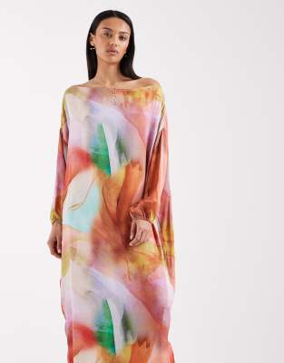 Never Fully Dressed Gem abstract oversized malika midaxi dress in ombré