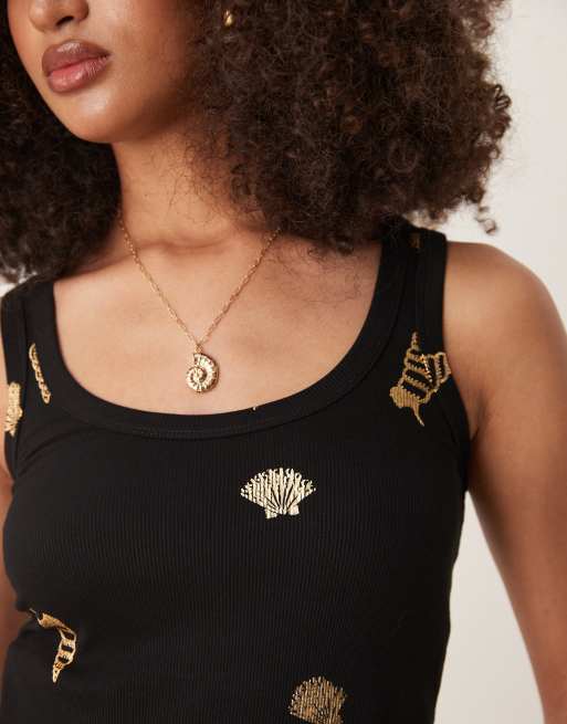 Tank Top Ribbed Graphic Print Sleeveless Casual Top Black and Gold tank Hilinker Womens Graphic Tank Tops Ribbed Sleeveless Funny  main image 2